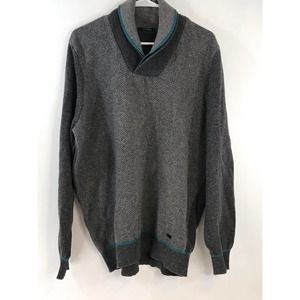 Concrete Casual Men's Shawl Collar Pullover Sweater Lambswool Blend Gray Large